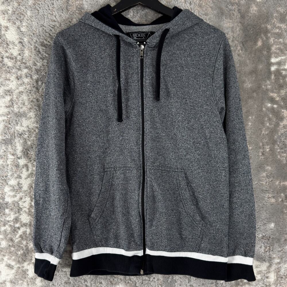 Broken Thread Size S Outdoor Jacket Hooded Gray Drawstring Long Sleeve Casual